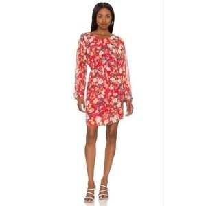 BCBGeneration NWT Med Floral Garden Print Long Sleeve Dress Cut Out Back Dress